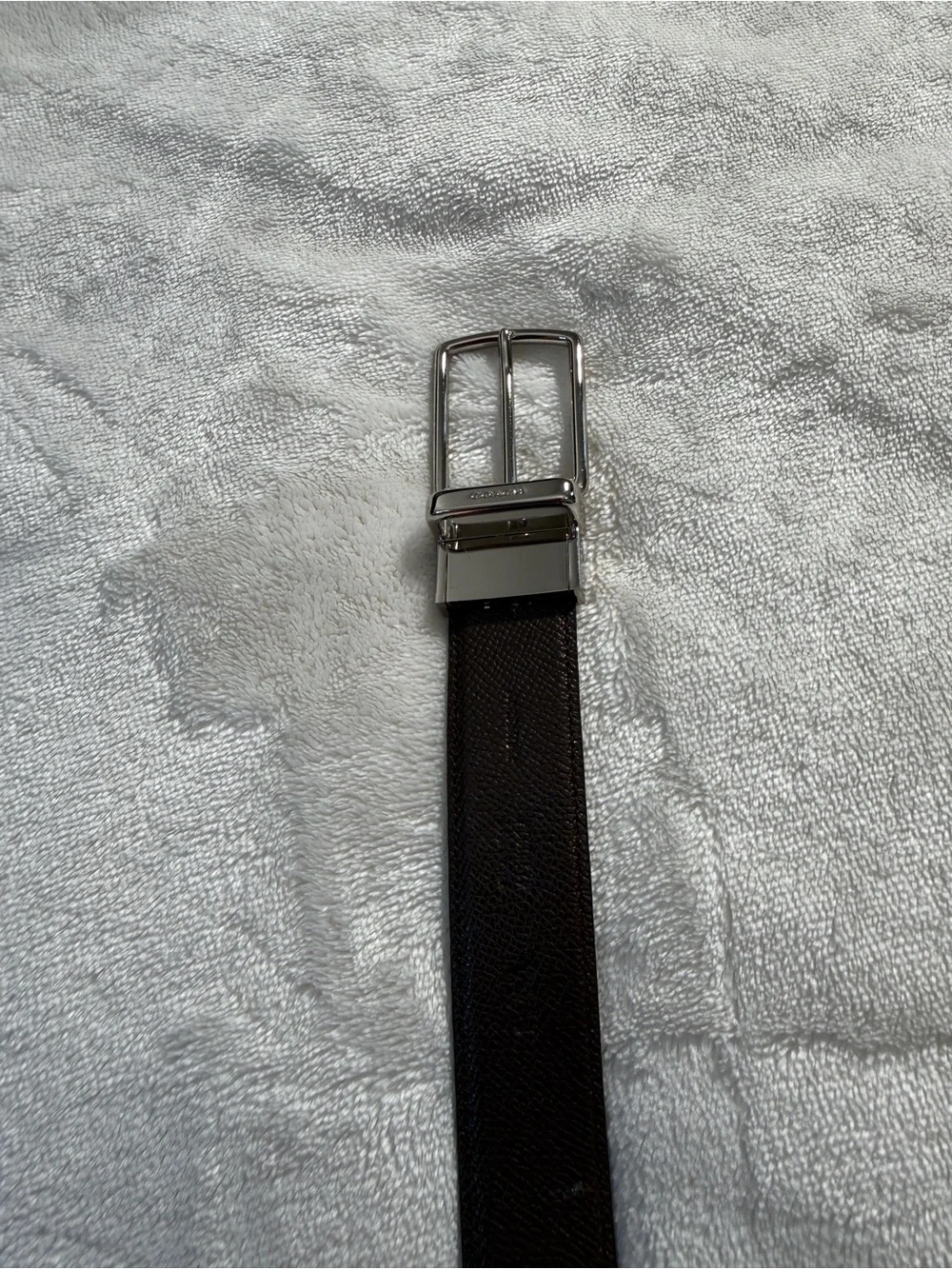 COACH Men's Reversible Crossgrain Leather Belt Black/Brown/Silver Cut-to-Size